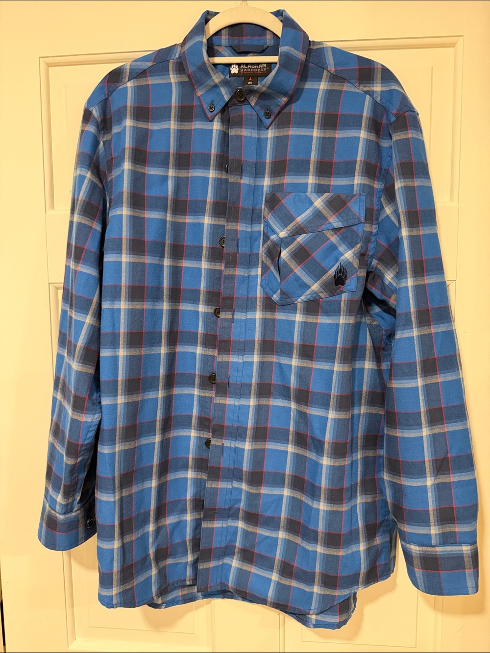 Duluth Trading Co Alaskan Hardgear Plaid Flannel Shirt Mens Medium Blue